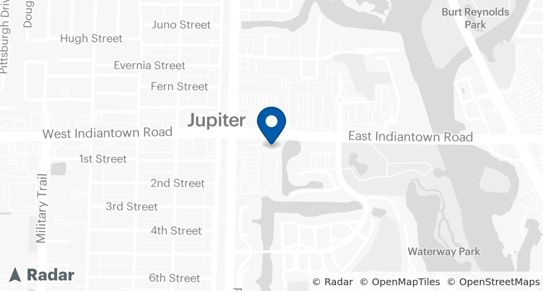Map of Dairy Queen Location:: 3900 E Indiantown Rd Ste 605, Jupiter, FL, 33477-5085